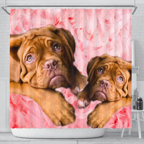 Bordeaux Mastiff On Pink Print Shower Curtains-Free Shipping