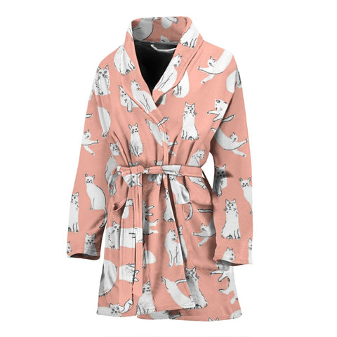 Persian Cat Pattern Print Women's Bath Robe-Free Shipping