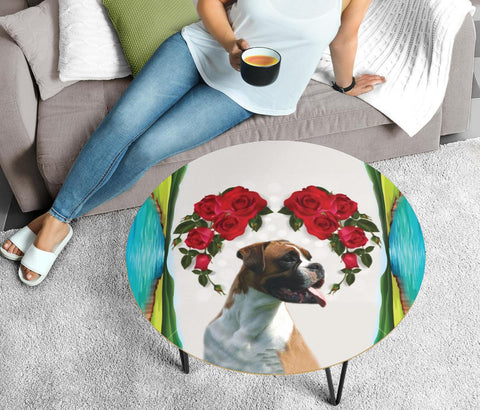 Boxer Dog Print Circular Coffee Table