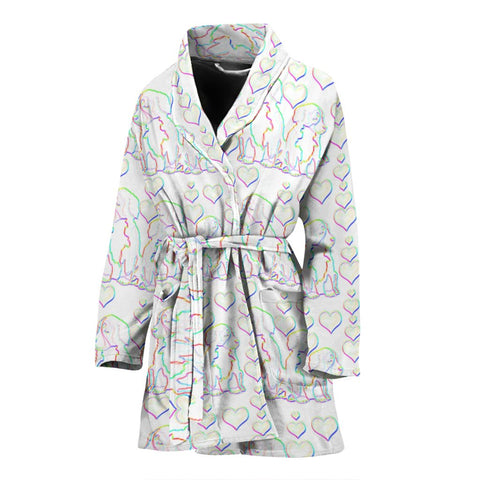 Sketch Bernese Mountain Dog Print Women's Bath Robe-Free Shipping