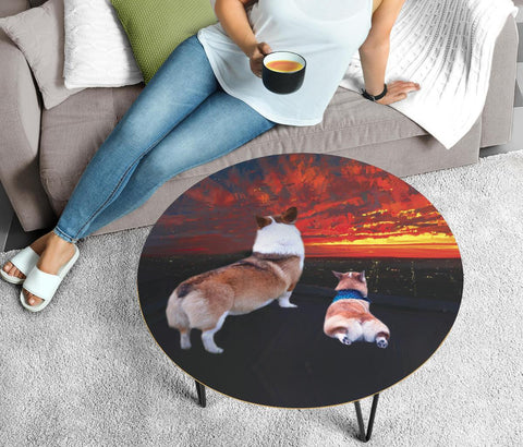 Cardigan Welsh Corgi Print Circular Coffee Table