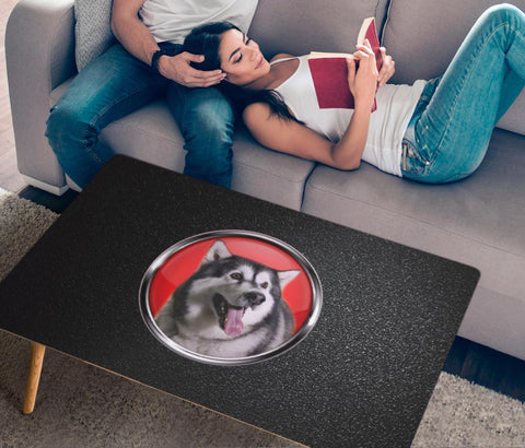 Alaskan Malamute Dog Black Print Rectangular Coffee Table