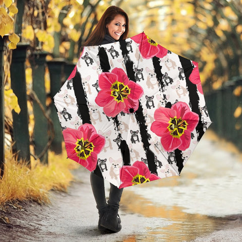 French Bulldog Floral Print Umbrellas