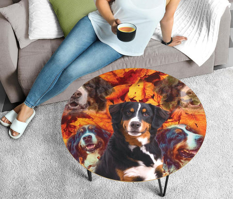Bernese Mountain Dog Print Circular Coffee Table