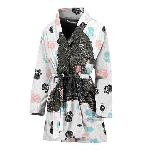 Spanish Water Dog Print Women's Bath Robe-Free Shipping
