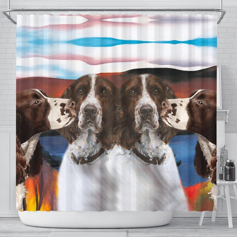 English Springer Spaniel Print Shower Curtain-Free Shipping
