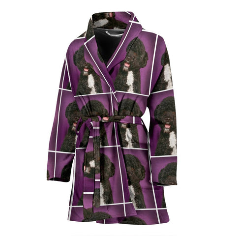 Spanish Water Dog Print Women's Bath Robe-Free Shipping