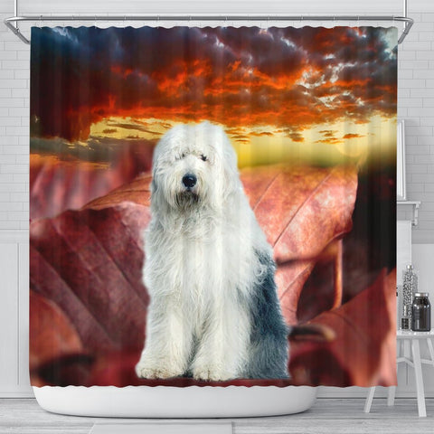 Old English Sheepdog Print Shower Curtains-Free Shipping