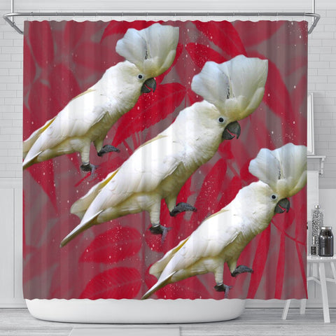 Umbrella Cockatoo Parrot Print Shower Curtains-Free Shipping