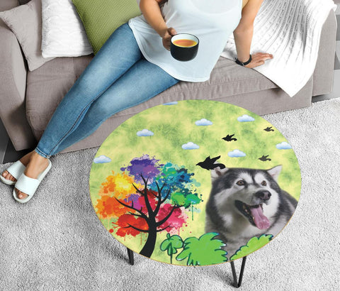 Alaskan Malamute Dog Print Circular Coffee Table