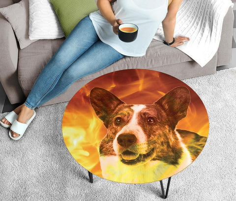 Cardigan Welsh Corgi Print Circular Coffee Table- Limited Edition