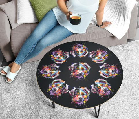 Australian Shepherd Dog Graphic Print Circular Coffee Table