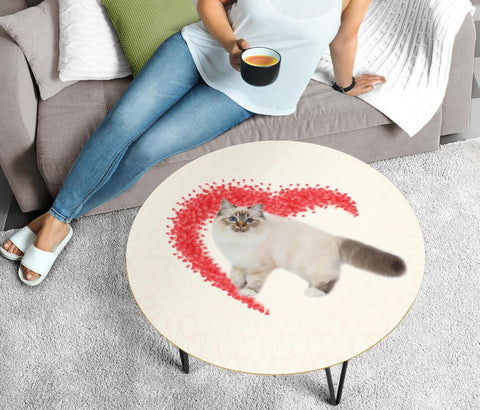 Birman Cat Print Circular Coffee Table