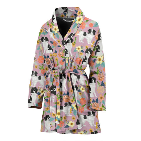 Japanese Chin Dog Pattern Print Women's Bath Robe-Free Shipping