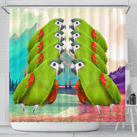 Red Shouldered Macaw Parrot Print Shower Curtains-Free Shipping