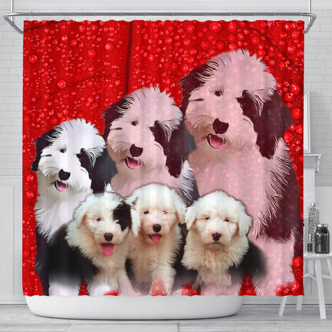 Old English Sheepdog Print Shower Curtains-Free Shipping