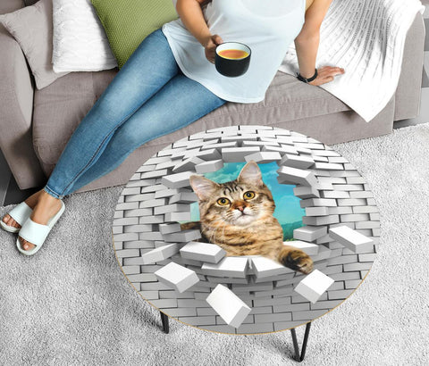 American Bobtail Cat Print Circular Coffee Table
