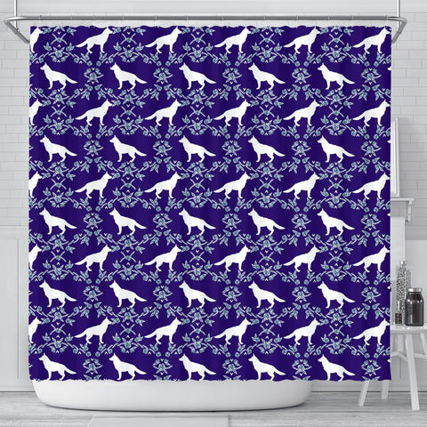 German Shepherd Dog Floral Print Shower Curtains-Free Shipping