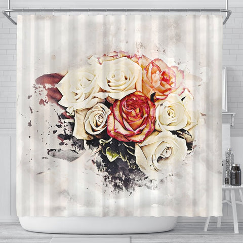 Rose Flower Color Art Print Shower Curtains-Free Shipping