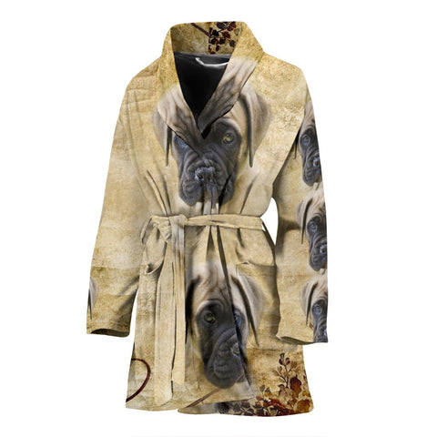 English Mastiff Puppy Print Women's Bath Robe-Free Shipping