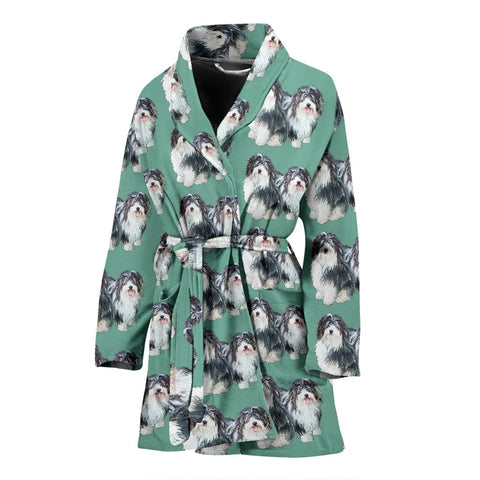 Lovely Havanese Dog Pattern Print Women's Bath Robe-Free Shipping