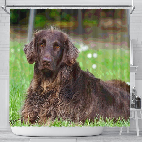 German Longhair Pointer Print Shower Curtains-Free Shipping