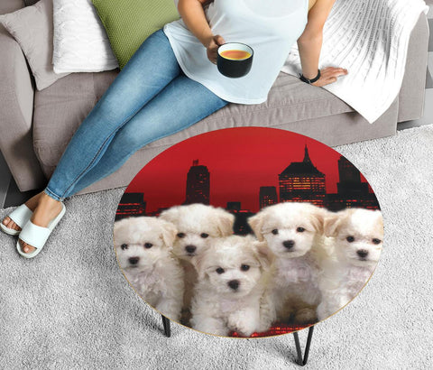 Bichon Frise Print Circular Coffee Table