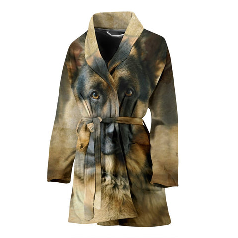 New German Shepherd Print Women's Bath Robe-Free Shipping