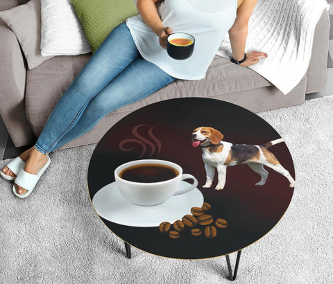Beagle Dog Print Circular Coffee Table