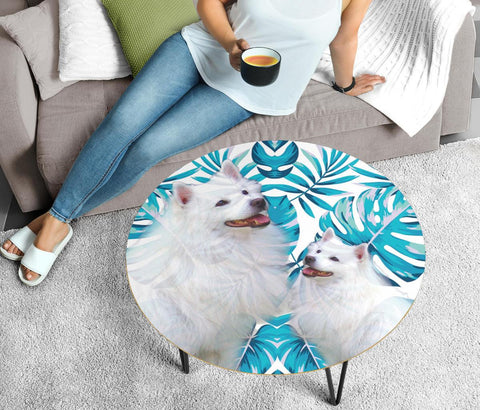 American Eskimo Print Circular Coffee Table