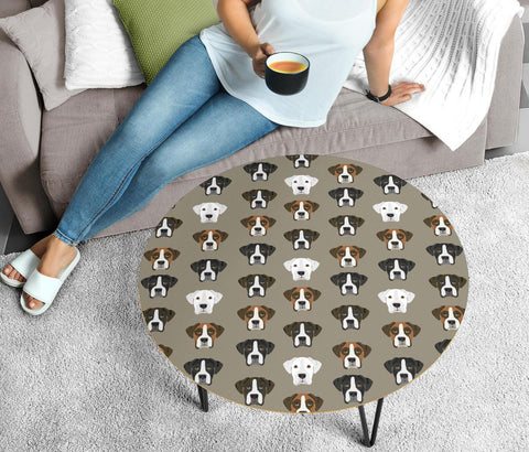 Boxer Dog Pattern Print Circular Coffee Table