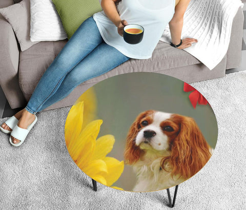 Cavalier King Charles Spaniel Print Circular Coffee Table