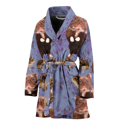 Djungarian Hamster (Siberian Hamster) Print Women's Bath Robe-Free Shipping
