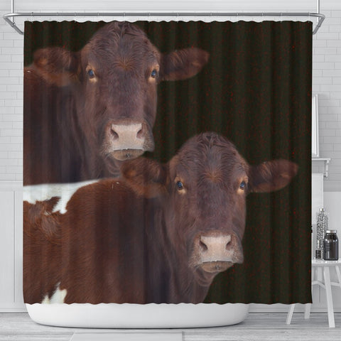Cute Pinzgauer cattle (Cow) Print Shower Curtain-Free Shipping