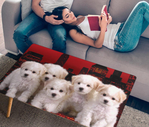 Bichon Frise Print Rectangular Coffee Table