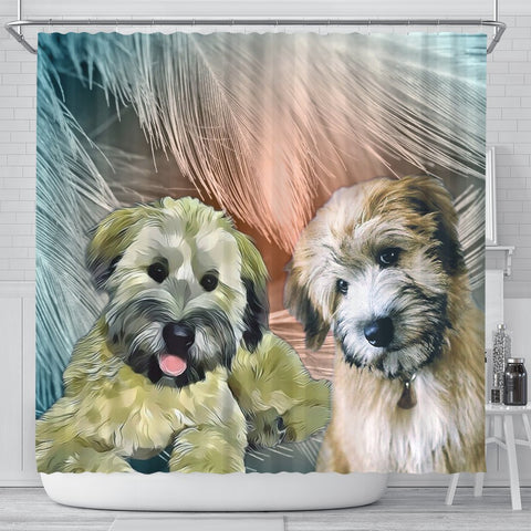 Soft Coated Wheaten Terrier Print Shower Curtains-Free Shipping