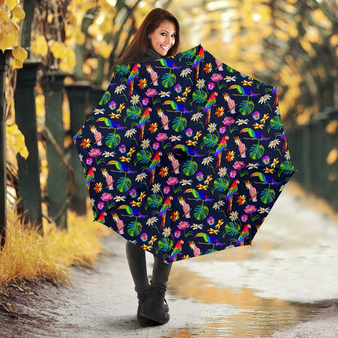 Parrot Floral Print Umbrellas