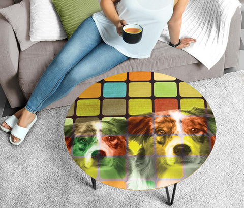 Australian Shepherd Print Circular Coffee Table
