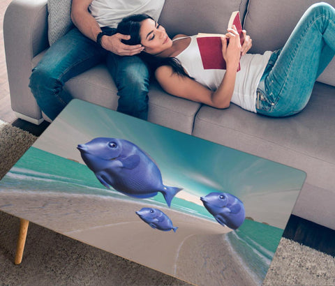 Blue Tang Fish Print Rectangular Coffee Table