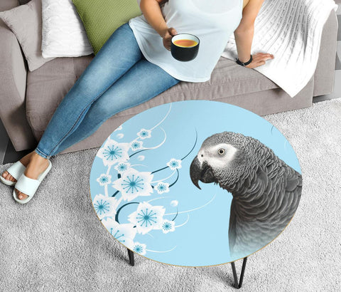 African Grey Parrot Print Circular Coffee Table