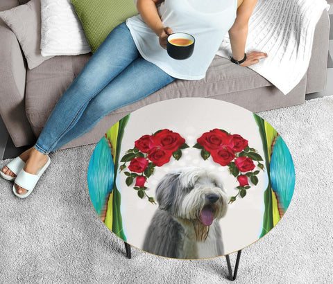 Bearded Collie Print Circular Coffee Table