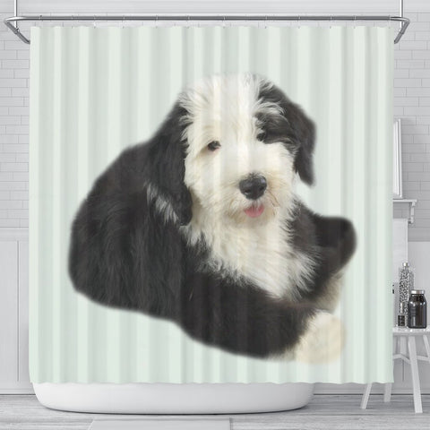 Old English Sheepdog Print Shower Curtain-Free Shipping