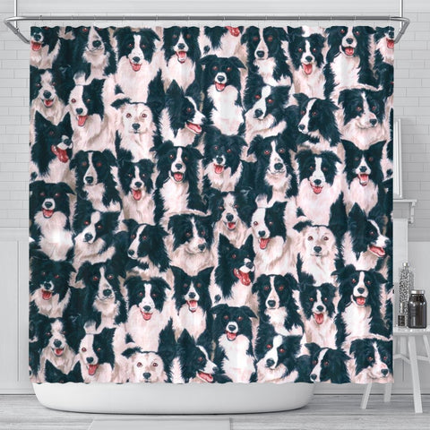 Border Collie Dog In Lots Print Shower Curtains-Free Shipping