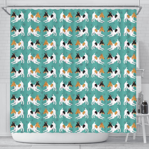 Toy Fox Terrier Dog Hearts Pattern Print Shower Curtains-Free Shipping