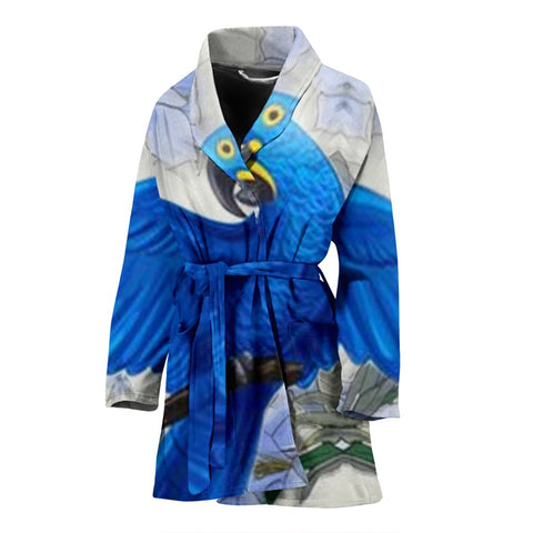 Hyacinth macaw Parrot Print Women's Bath Robe-Free Shipping