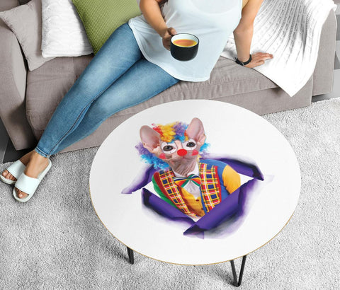 "Clown" Sphynx Cat Print Circular Coffee Table