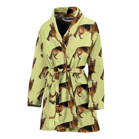 German Shepherd Dog Pattern Print Women's Bath Robe-Free Shipping