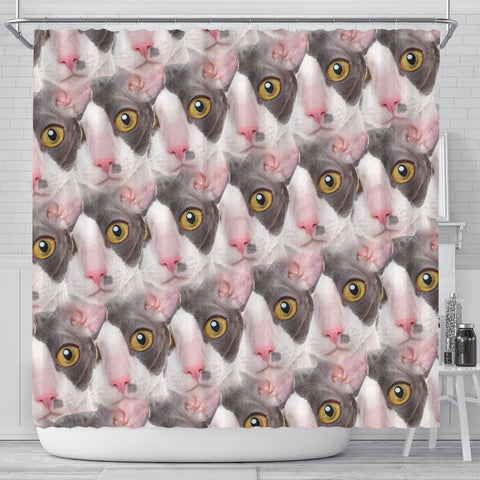 Cornish Rex Cat Print Shower Curtain-Free Shipping