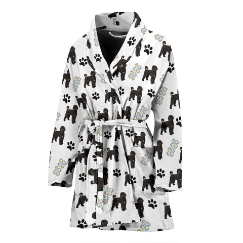 Portuguese Water Dog Patterns Print Women's Bath Robe-Free Shipping