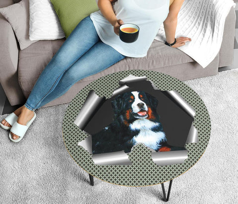Amazing Bernese Mountain Dog Print Circular Coffee Table